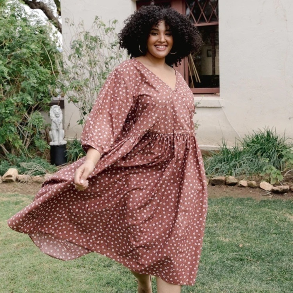 Tradlands Augusta Floral Faux Wrap Dress in Plum